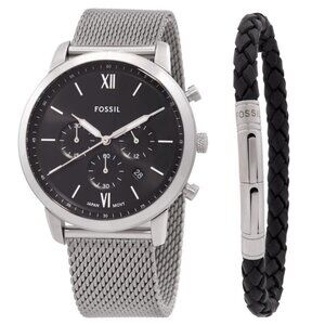 NWT Authentic Fossil Chronograph Quartz Black Dial Men's Watch